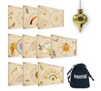 Pendule divinatoire de radiesthésie - FORMAT Goutte d’Eau de l’Abbé Mermet avec chambre témoin en laiton doré - KIT LOT + 10 planches + sacoche PARINTHA