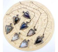 Pendule divinatoire en cristal de roche , pendentif en pierre naturelle, quartz, ystes d'atterrissage, obsidienne, pendule spirituel veritable de radiesthésie de haute précision amethyste labradorite