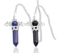 Pendule Divinatoire,Minging 2 Pièce Pendule en Cristal Cristaux et Pierres Précieuses Pendule Chakra Reiki Divination Méditation pour Reiki Équilibrage Point Pendule Divinatoire Pendule Radiesthesie
