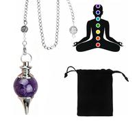 Pendule Divinatoire, Pendule De Thot, Pierre De Guérison, Améthyste En Résine, Cristal Naturel,Pendule Chakra Divinatoire,Pour Reiki Healing Dowsing Scrying Balance Bracelet,Chakras (Améthyste)