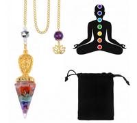 Pendule Divinatoire, Pendule De Thot, Pierre De Guérison, Cristal Naturel,Pendule Chakra Divinatoire,Pour Reiki Healing Dowsing Scrying Balance Bracelet Chakras (Pierres aux sept couleurs)