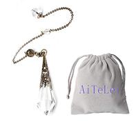 Pendule en cristal de cristal blanc de pierres précieuses naturelles 12 pendentif de chakra de guérison de thérapie facturée pour la radiesthésie Divination Reiki chargé équilibrage avec chaîne