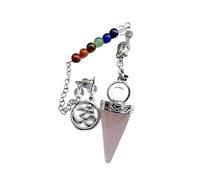 Pendule en pierre conique Reiki Crystal Point pour femmes et hommes, pendules en pierre naturelle à double extrémité pour la divination, la méditation, l'équilibrage de la vision (quartz rose)