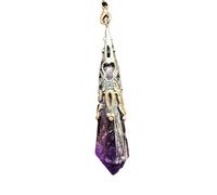 Pendule en pierre naturelle d'améthyste, pendule en cristal, pendule en cristal hexagonal vintage pour la radiesthésie, pendule Chakra Reiki Divination Méditation Wicca (améthyste)