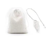 Pendule en pierre naturelle quartz blanc, pendule en cristal, pendule en cristal hexagonal vintage pour la radiesthésie, pendule Chakra Reiki Divination Méditation Wicca (Blanc)