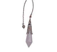 Pendule en pierre naturelle Quartz rose, pendule en cristal, pendule en cristal hexagonal vintage pour la radiesthésie, pendule Chakra Reiki Divination Méditation Wicca (Quartz rose)
