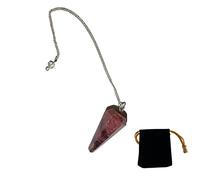 Pendule en pierre naturelle Rhodonite, pendule en cristal, pendule en cristal hexagonal vintage pour la radiesthésie, pendule Chakra Reiki Divination Méditation Wicca (Rhodonite)