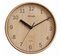 Pendule en plastique silencieuse façon bois clair Bayard Couleur : Marron