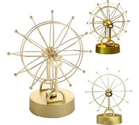 Pendule géante avec mouvement éternel magnétique Perpetuum - Décoration d'étagère dorée - Grande roue créative avec éclairage LED - Idée cadeau pour table, étagère ou salon