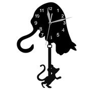 Pendule Horloge murale en acrylique Motif chat 30 x 43 cm | Mouvement à quartz précis, design chat et pendule, grands chiffres transparents, affichage du calendrier et de la température