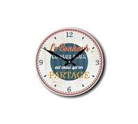 SUD TRADING Pendule Le bonheur le plus doux est celui qu'on partage Blanc et beige