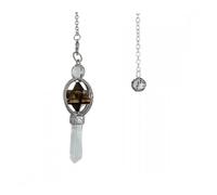 Pendule Merkaba en Oeil de Tigre et pointe en Cristal de roche Marron / Chocolat