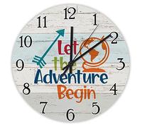 Pendule Murale 25cm Que L'Aventure Commence ! Flèche Pendules Murales | Moderne Horloges Murales Fonctionnement à Piles Horloge à Quartz pour Café Maison Bureau
