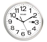 Pendule murale à calendrier argenté jour et date Bayard Bons plans : Top vente