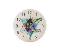 Pendule Murale,Arbres Magiques Animaux Triangle coloré,Facile à Lire Horloge Murale Silencieuse sans Tic-Tac Horloges pour Déco Bureau 25cm
