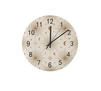 Pendule Murale,Boho Soleil Lune Éclat de Soleil Étoiles Mystique,Décorative Horloge Murale Facile à Lire Horloges pour Salon Cuisine 25cm