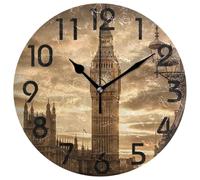 Pendule Murale Décorative Pendules Murales Moderne Horloges pour L'École Café Bureau 25cm Coucher De Soleil sur Big Ben À Londres