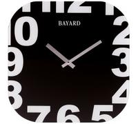 Pendule murale en verre noir chiffres blancs Bayard Couleur : Blanc
