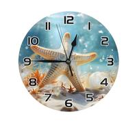 Pendule Murale,Océan Animal Marin Étoile de mer,Facile à Lire Horloge Murale Silencieuse Horloges Murales pour Bureau Salon 25cm