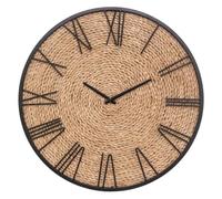 Atmosphera Horloge murale Nico en métal et paille D50 cm