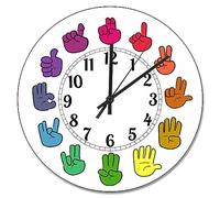 Pendule Murale,Roue Rainbow en Bois de la Langue des Signes américaine ASL,Facile à Lire Horloge Murale Silencieuse sans Tic-Tac Horloges pour Déco Café 25cm