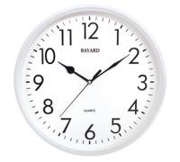 Pendule murale silencieuse et lisible entourage blanc Bayard