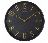 Pendule murale silencieuse noire et dorée
