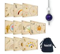 Pendule radiesthésie divinatoire Améthyste - format SEPHOROTON - KIT LOT + 10 planches bouddhistes + sacoche PARINTHA