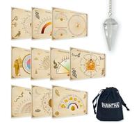 Pendule radiesthésie divinatoire Quartz Transparent - FORMAT à facettes - KIT LOT + 10 planches bouddhistes + sacoche PARINTHA