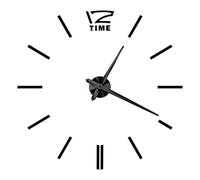 Pendules Murales Grande Horloge Murale Quartz Aiguille 3D Bricolage Décoratif Cuisine Horloges Acrylique Miroir Autocollants Surdimensionné Horloge Murale Décor À La Maison, Noir C