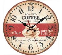 Pendules Murales Horloge Murale en Bois Vintage Horloge Rétro Rustique Vintage Bureau À Domicile Café Décoration Art Grande Montre Murale,SKU-5,12 Pouces