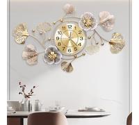 Pendules Murales,Horloge Murale Vintage,Conception de Fleurs et de Feuilles de Ginkgo - Horloge Murale Silencieuse,pour Salon Mur de Canapé,Cuisine,Coucher,Pendules Murales (Café Rétro Arabe,120CM)