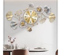 Pendules Murales,Horloge Murale Vintage,Conception de Fleurs et de Feuilles de Ginkgo - Horloge Murale Silencieuse,pour Salon Mur de Canapé,Cuisine,Coucher,Pendules Murales (Blue Rétro Arabe, 82CM)