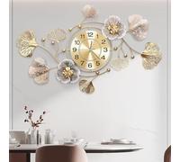 Pendules Murales,Horloge Murale Vintage,Conception de Fleurs et de Feuilles de Ginkgo - Horloge Murale Silencieuse,pour Salon Mur de Canapé,Cuisine,Coucher,Pendules Murales (Café Rétro Arabe,150CM)