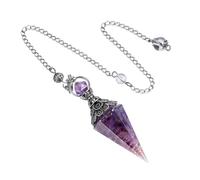 Pendules Mystique Cristal pour Sorcière Améthyste | Radiesthésie hexagonale en pierre pour lectures psychiques et amélioration des intuitions, cadeaux mystiques pour les