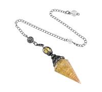Pendules Mystique Cristal pour Sorcière Citrine | Radiesthésie hexagonale en pierre pour lectures psychiques et amélioration des intuitions, cadeaux mystiques pour les