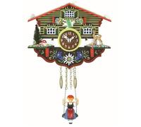 Pendulette - Kuckulino - Bois - Noir et Multicolore - Mécanisme à quartz avec arrêt de nuit automatique