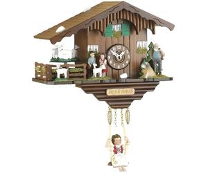 Pendulette Kuckulino miniature Forêt Noire suisse avec chèvres tournantes
