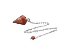 Pendulos Pendulos Pendulos de quartz naturel en forme de cône de quartz Collier de petite taille Bijoux Jaspe rouge