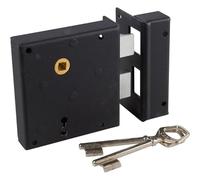 Serrure en applique noire droite à fouillot - Clé L - Axe à 65 mm - Alsace - JPM