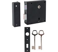 Serrure en applique noire gauche à fouillot - JPM - Alsace - Axe à 65 mm - A clé