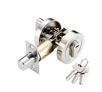 Pêne dormant monocylindre, serrure à pêne dormant rond, serrures de porte en acier inoxydable avec clés, serrures de porte modernes invisibles pour porte d'entrée, porte de passage (argenté)