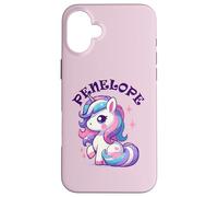 Penelope Adorable Motif Licorne pour Fille avec nom Penelope Coque pour iPhone 16 Plus