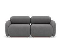 Penelope - canapé droit modulable 2 places en velours texturé - Gris Gris G