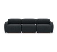 Lisa Design - Penelope - canapé Droit modulable 3 Places en Velours texturé, Noir