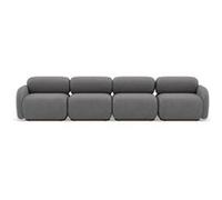 Lisa Design - Penelope - canapé Droit modulable 4 Places en Velours texturé, Gris