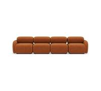 Lisa Design - Penelope - canapé Droit modulable 4 Places en Velours texturé, Terracotta