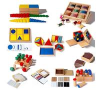 penepico Kit sensoriel Montessori Premium 2 - Jeux sensoriels avancés avec triangles constructifs, cube Trinomial, boîte de couleurs et cylindres, 12 matériaux en bois de hêtre pour enfants de 3 à 8