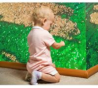 penepico Tissu sensoriel à paillettes pour enfants - Tissu à paillettes bicolore - Jouet sensoriel tactile pour enfants autistes (vert émeraude + or, 45 cm x 125 cm)