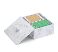 PENGARO Support pour cotons-tiges, distributeur de 473,6 g avec couvercle, 2 compartiments, boîte de règles pour salle de bain, distributeur de fil dentaire, distributeur de fil dentaire,